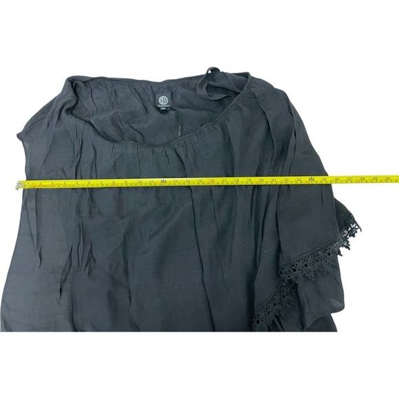 Bobeau Women's Plus Size 1X Black Boho Crochet Tunic Blouse New - Picture 11 of 12